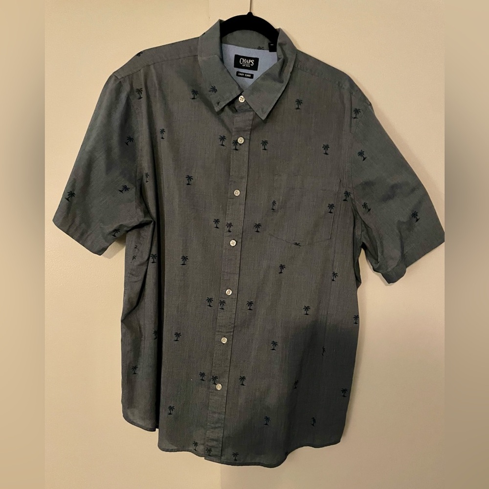 Short sleeve palm tree button down